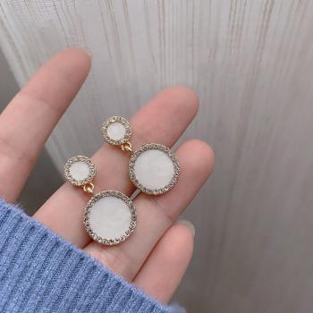 360Home Silber pin Perle luftige Vintage Ohrringe E1947 gold